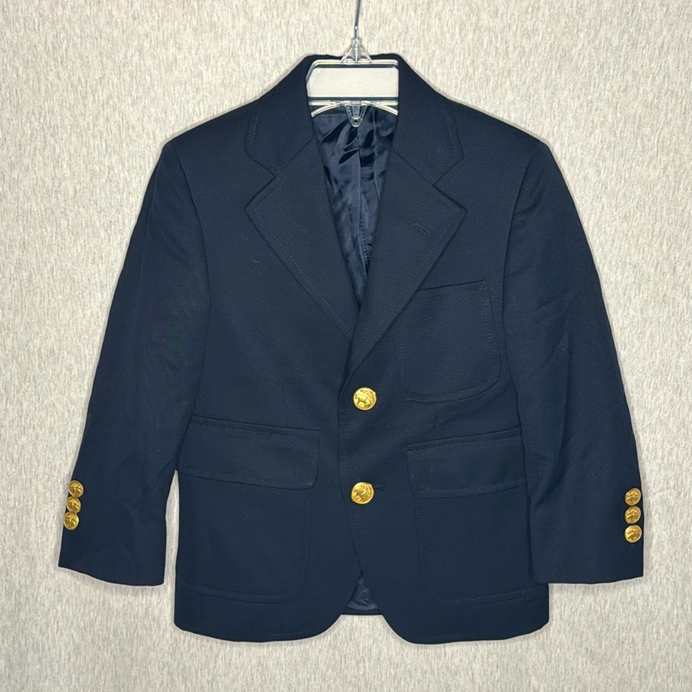 Brooks Brothers "346" Navy Blue 100% Wool Suit Jacket. Kids Size 4